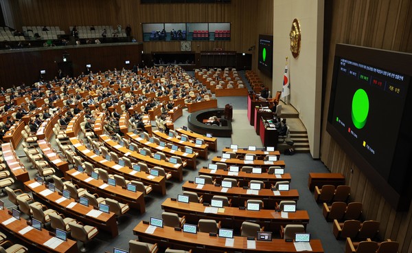 지난 28일 서울 여의도 국회에서 제411회 국회(임시회) 제3차 본회의가 진행되고 있는 모습.(이미지 제공 : 뉴시스)