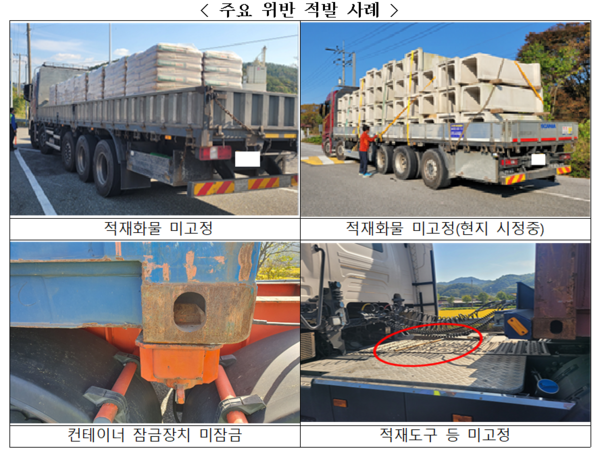 국토부, 17일부터 화물차 적재불량 합동단속 시작